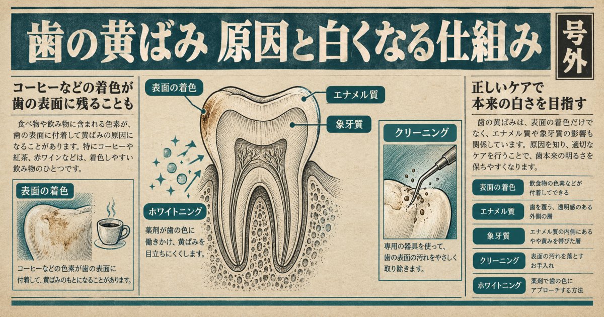 写真で気になる歯の黄ばみ｜原因とホワイトニングで白くなる仕組み